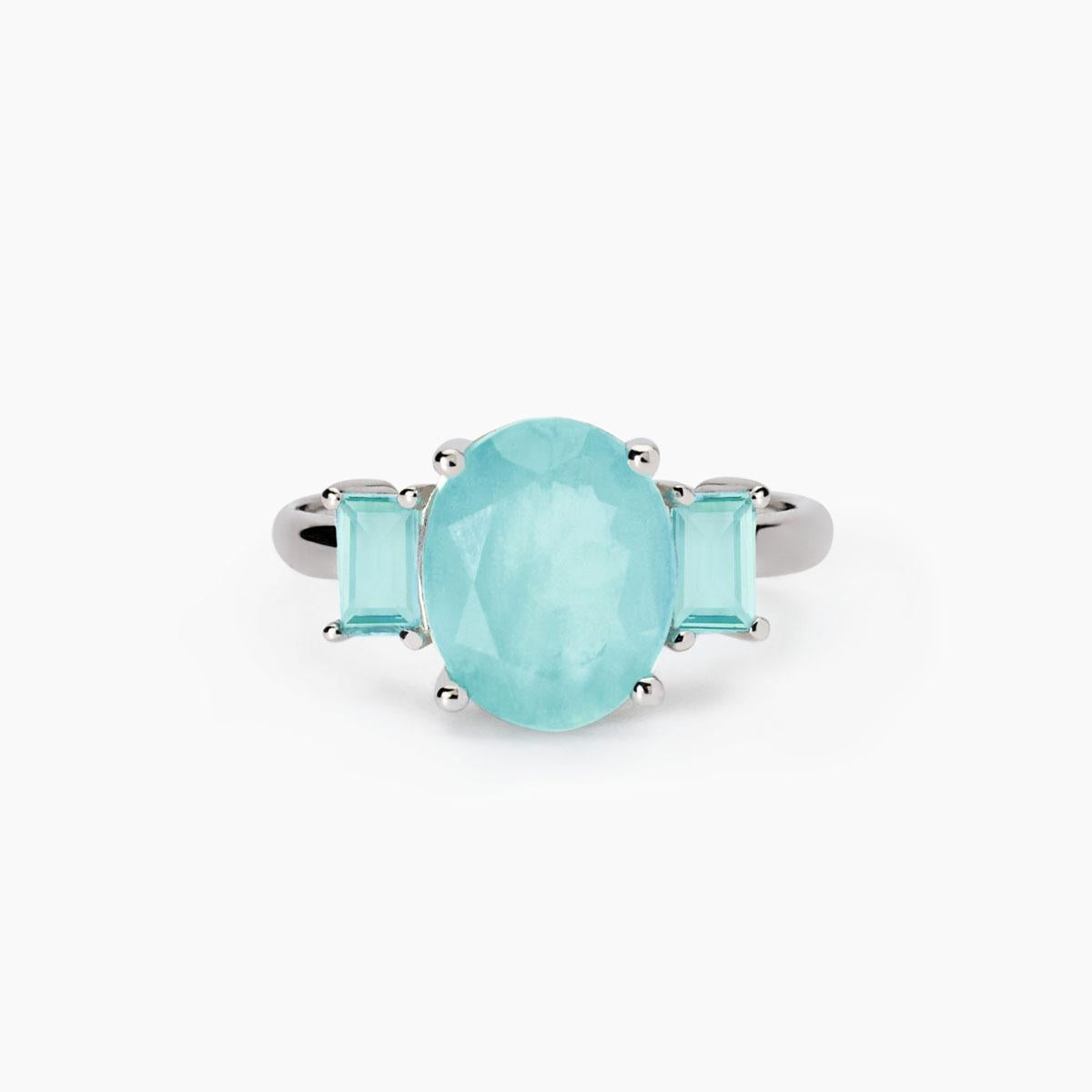 Anello con fusion stone azzurro ovale
