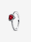 Anello Cuore in Rilievo Rosso