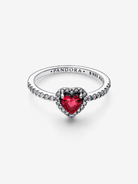 Anello Cuore in Rilievo Rosso