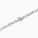 Bracciale tennis con zircone rosa a cuore