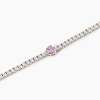 Bracciale tennis con zircone rosa a cuore