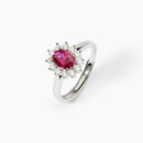 Anello in argento con rubino sintetico ovale