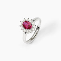 Anello in argento con rubino sintetico ovale