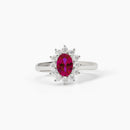 Anello in argento con rubino sintetico ovale