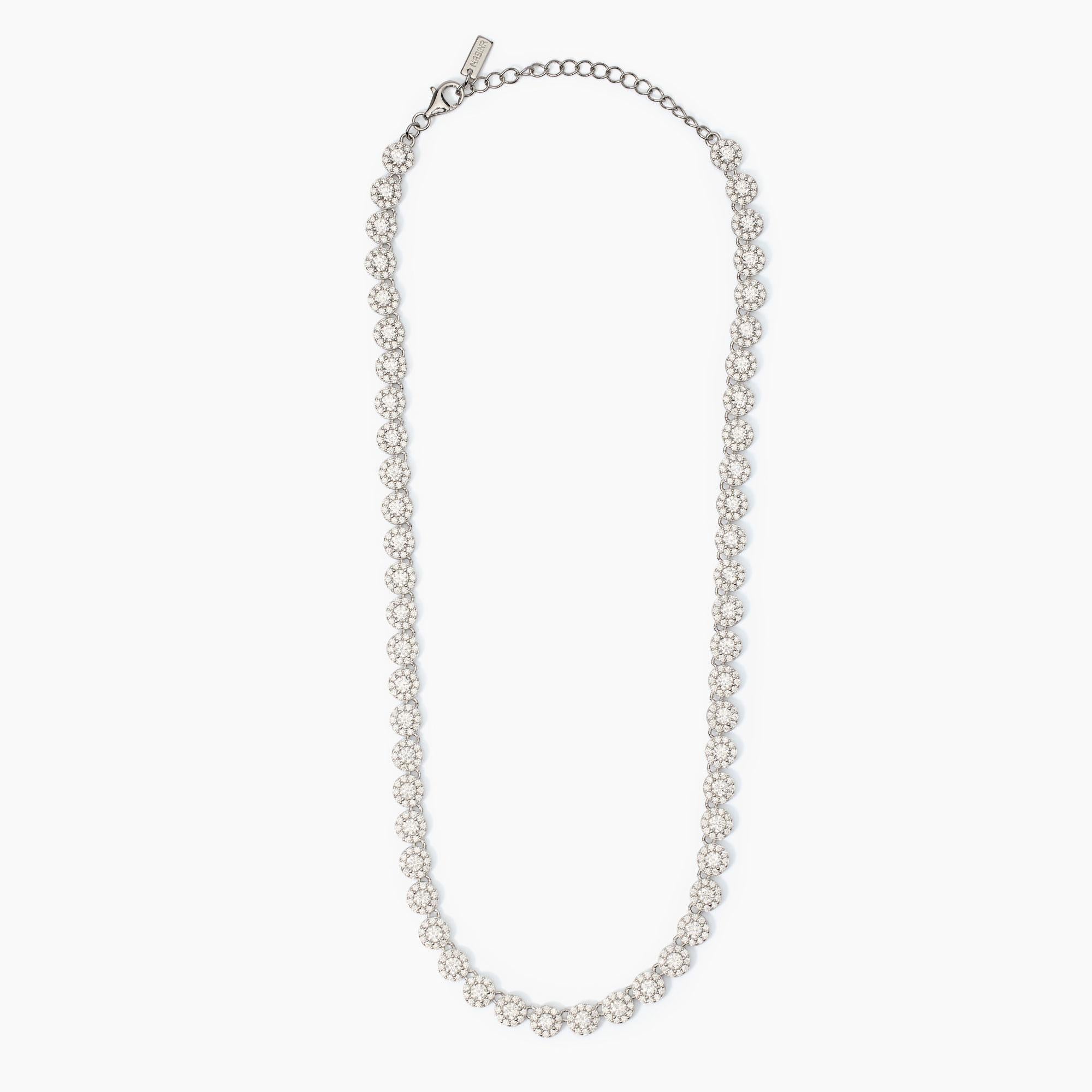 Girocollo tennis in argento con zirconi