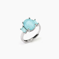 Anello con fusion stone azzurro ovale