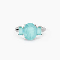 Anello con fusion stone azzurro ovale