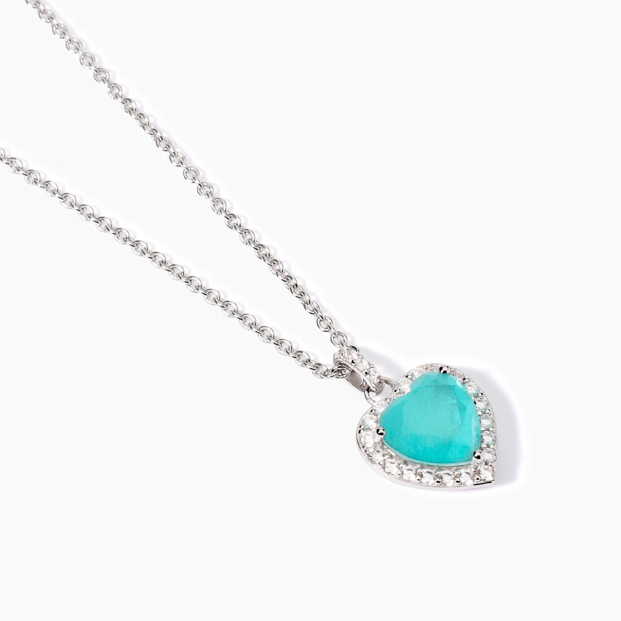 Girocollo in argento con glass azzurro