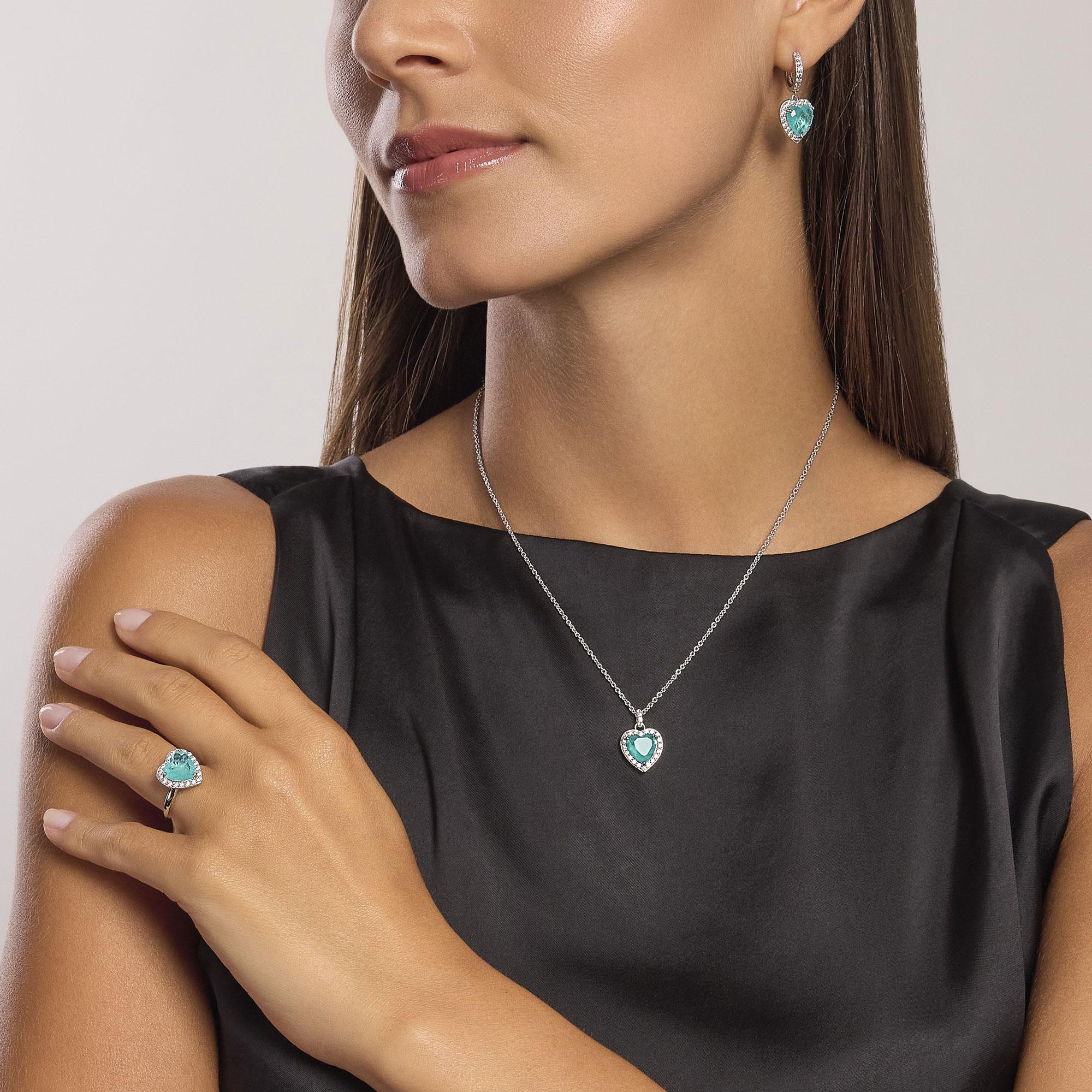 Girocollo in argento con glass azzurro