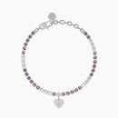 Bracciale tennis rosa e viola con cuore