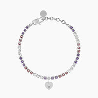 Bracciale tennis rosa e viola con cuore