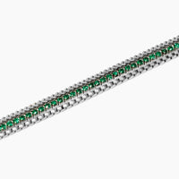 Bracciale dorato con due catene e tennis verde