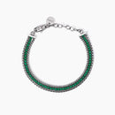 Bracciale dorato con due catene e tennis verde