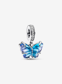 Charm Pendente Farfalla Vetro di Murano Blu
