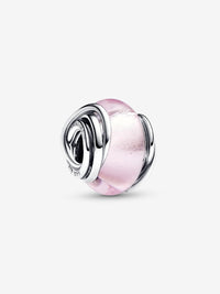 Charm Vetro di Murano Rosa e Cerchi