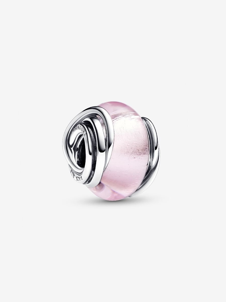 Charm Vetro di Murano Rosa e Cerchi