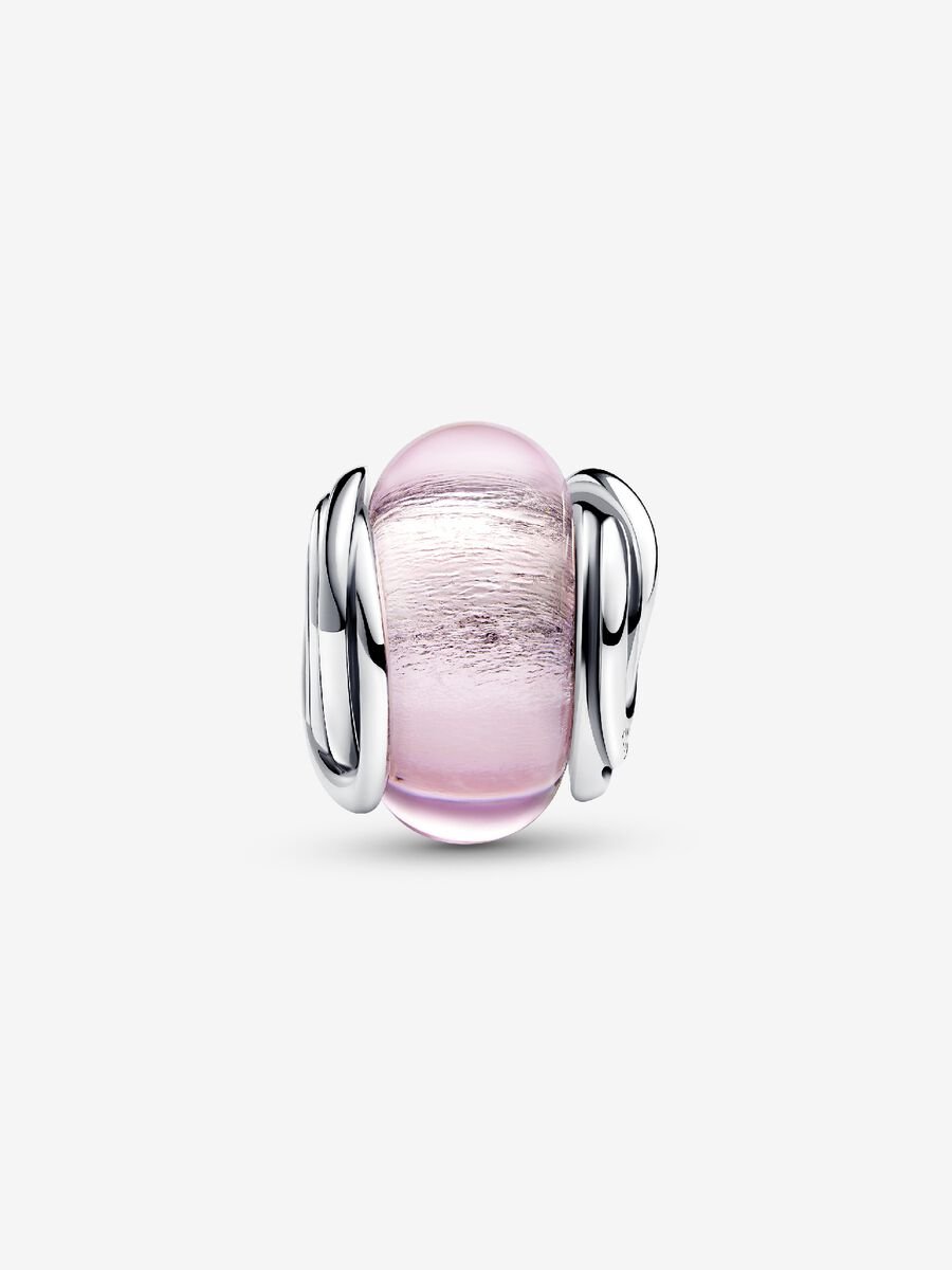 Charm Vetro di Murano Rosa e Cerchi