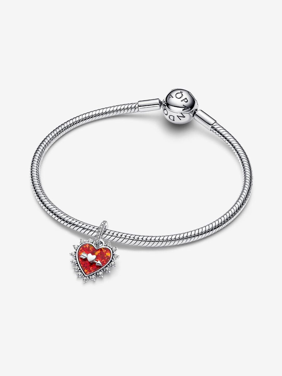 Charm Pendente Cuore Rosso con Freccia Girevole