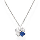 Collana Quadricuore Rodio e Zirconi Bianchi e Blu