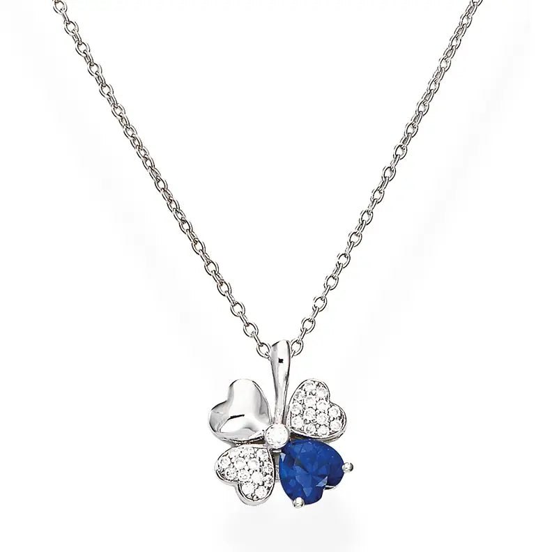 Collana Quadricuore Rodio e Zirconi Bianchi e Blu