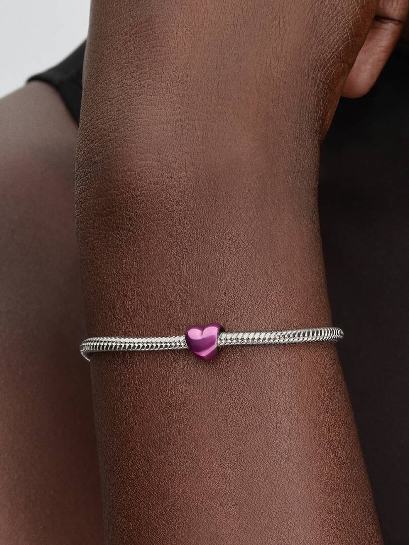Mini Charm Cuore effetto metallico rosa