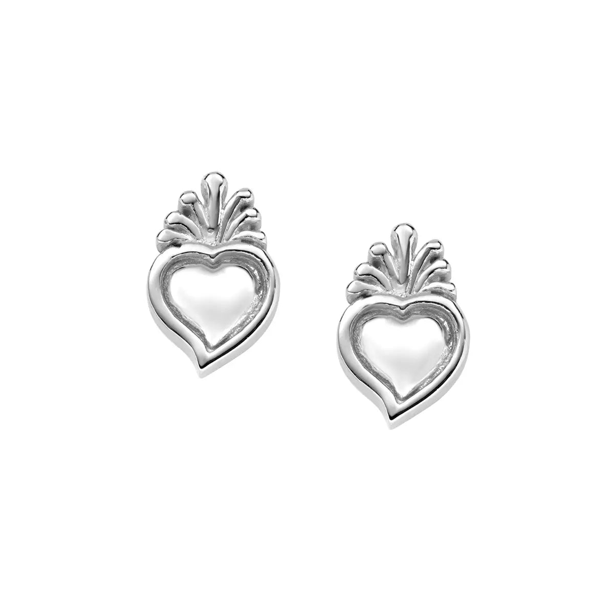 Orecchini Cuore a Lobo in Argento 925 placcato Platino con Madreperla Orecchini Cuore a Lobo in Argento 925 placcato Platino con Madreperla