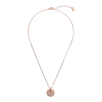 Collana Catena Rolo con Ciondolo Tondo Traforato e Pavé in Cubic Zirconia