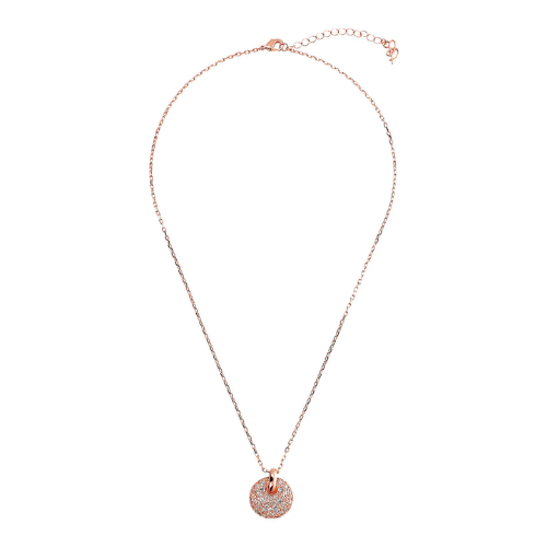 Collana Catena Rolo con Ciondolo Tondo Traforato e Pavé in Cubic Zirconia