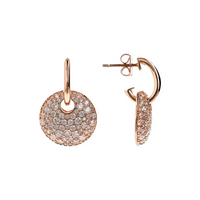 Orecchini Pendenti con Tondo Traforato e Pavé in Cubic Zirconia
