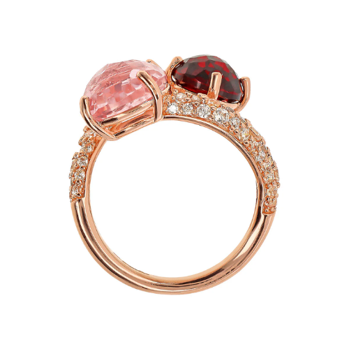 Anello Contrarié con Prisma Gem Tonde e Pavé di Cubic Zirconia