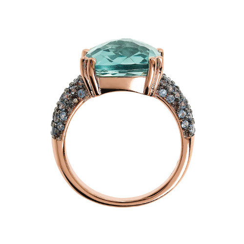 Anello Cocktail con Prisma Gem Quadrata e Pavé