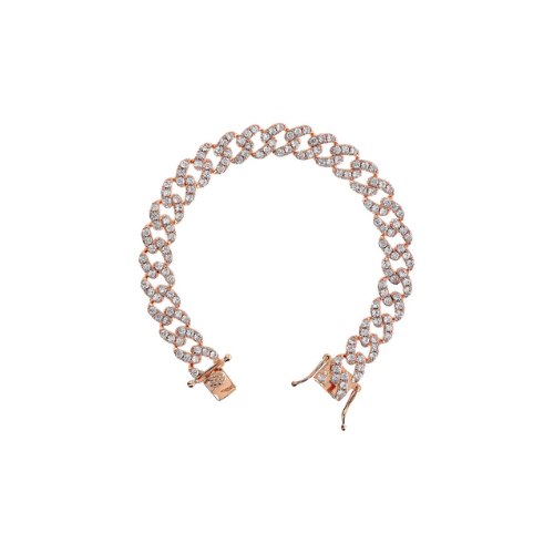 Bracciale Catena Grumetta Squadrata con Pavé di Cubic Zirconia