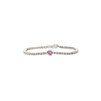 Bracciale tennis con zircone rosa a cuore