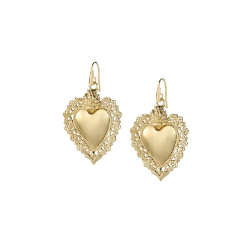 Orecchini Sacro Cuore Pendente Dorati