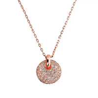 Collana Catena Rolo con Ciondolo Tondo Traforato e Pavé in Cubic Zirconia