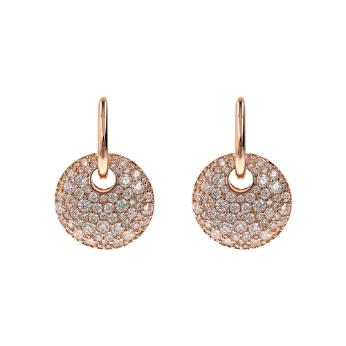 Orecchini Pendenti con Tondo Traforato e Pavé in Cubic Zirconia