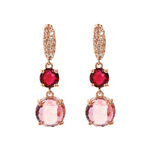 Orecchini Pendenti con Prisma Gem Tonde e Pavé in Cubic Zirconia