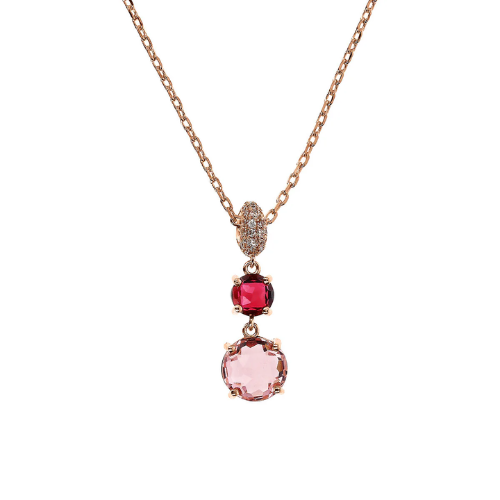Collana con Pendente in Prisma Gem Tonde e Pavé in Cubic Zirconia