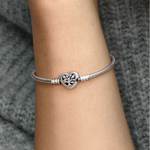 Bracciale Moments con Chiusura a Cuore albero della Famiglia