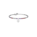 Bracciale tennis rosa e viola con cuore