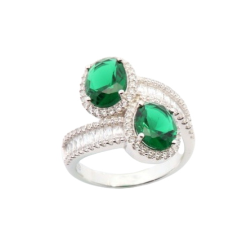 Anello intrecciato con pietra verde