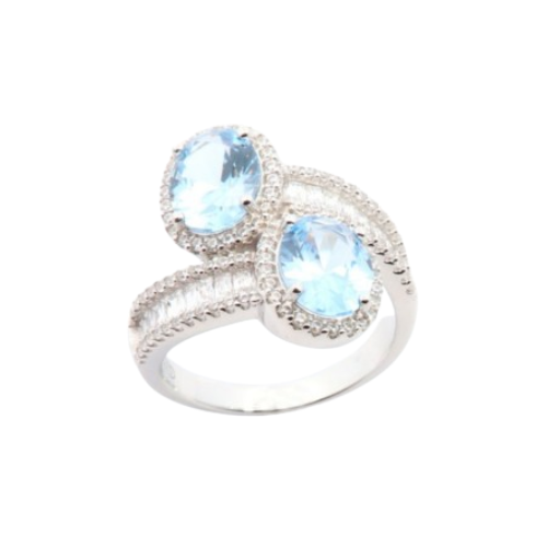 Anello intrecciato con pietra azzurra
