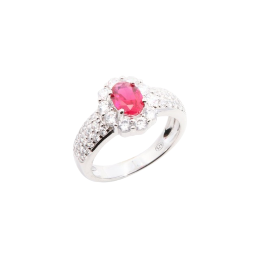 Anello con centrale ovale rosso