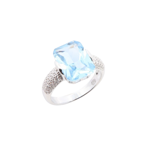 Anello con pietra colore acquamarina