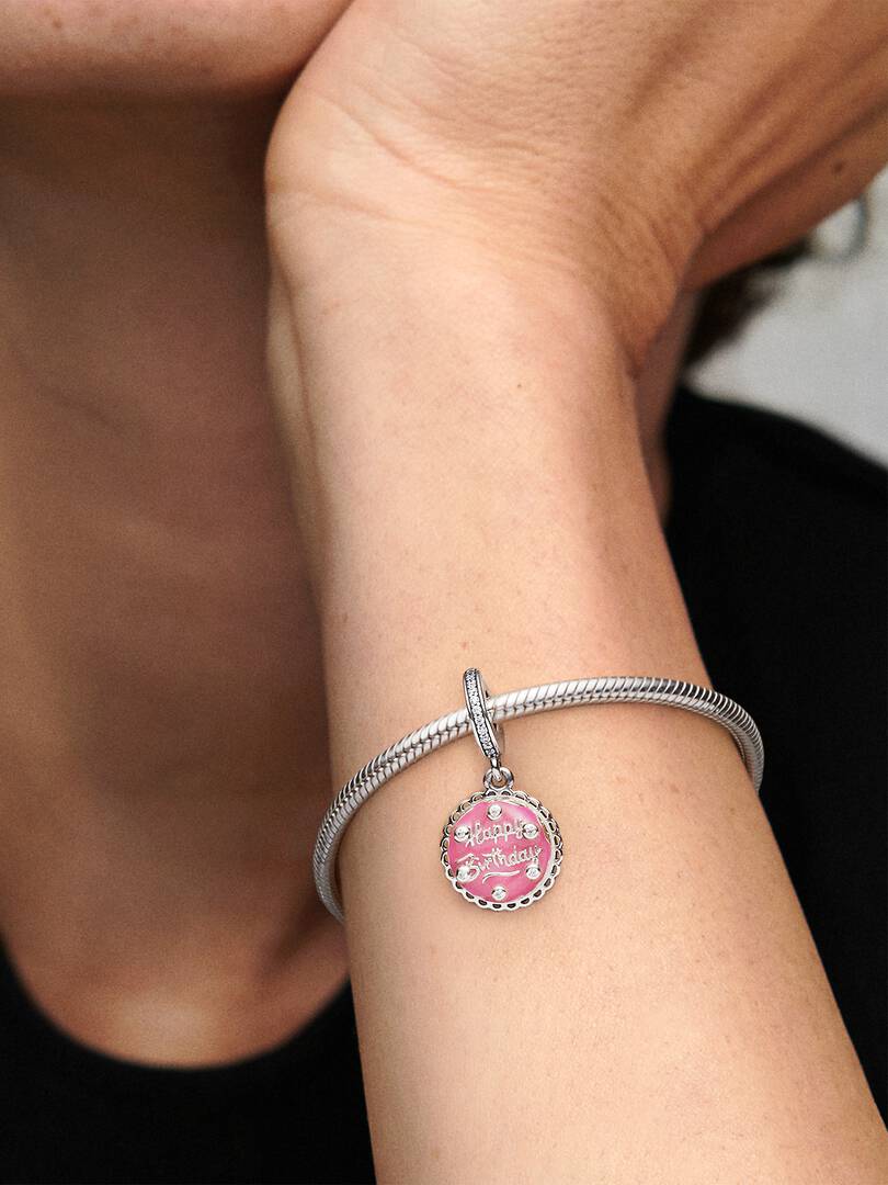 Charm Pendente Torta di Compleanno Rosa