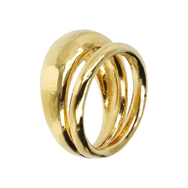 Anello a Fascia Martellato Design Doppio