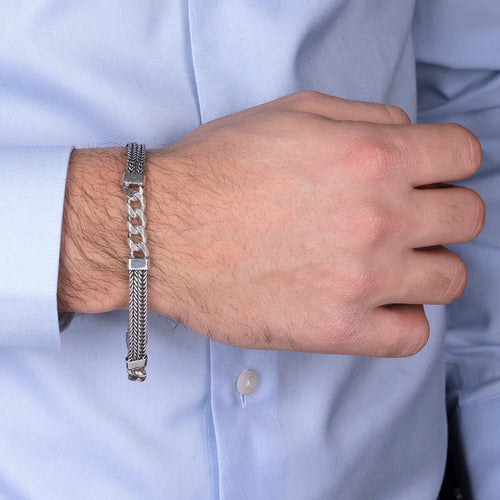 Bracciale con Catena Grumetta e Doppia Catena Spiga