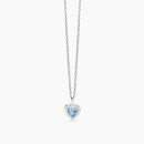 Girocollo in argento con cuore in acquamarina sintetica e zirconi