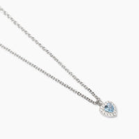 Girocollo in argento con cuore in acquamarina sintetica e zirconi