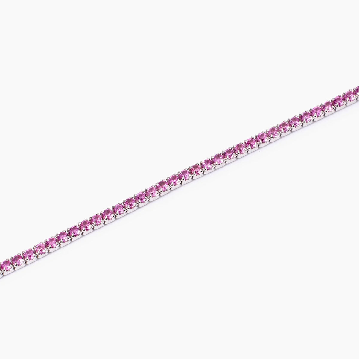 Bracciale tennis sottile in argento con tormaline sintetiche